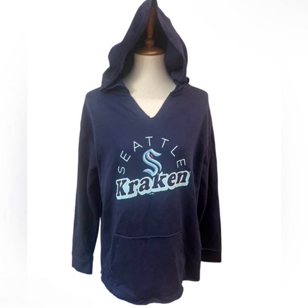 NHL Seattle Kraken Navy logo Hoodie Sweatshirt kangaroo pocket women’s small NWT